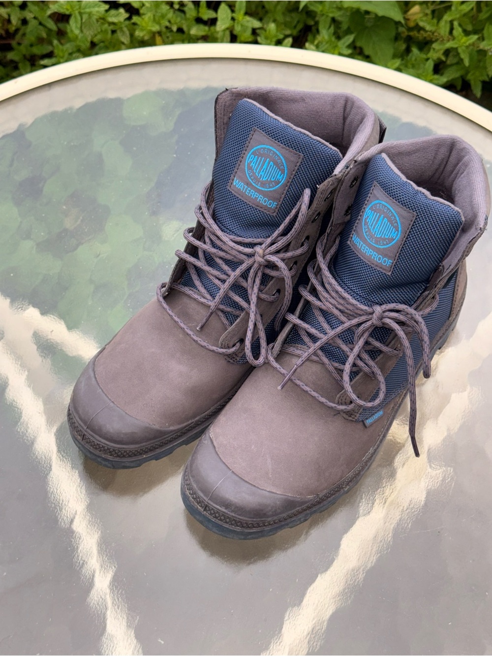 Palladium Gray and Blue Waterproof Hiking Boots